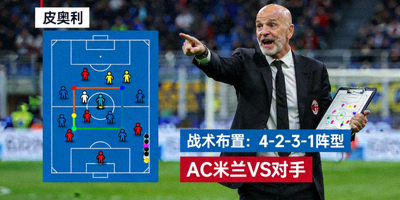 AC米兰主教练皮奥利在场边指挥比赛的战术分析图